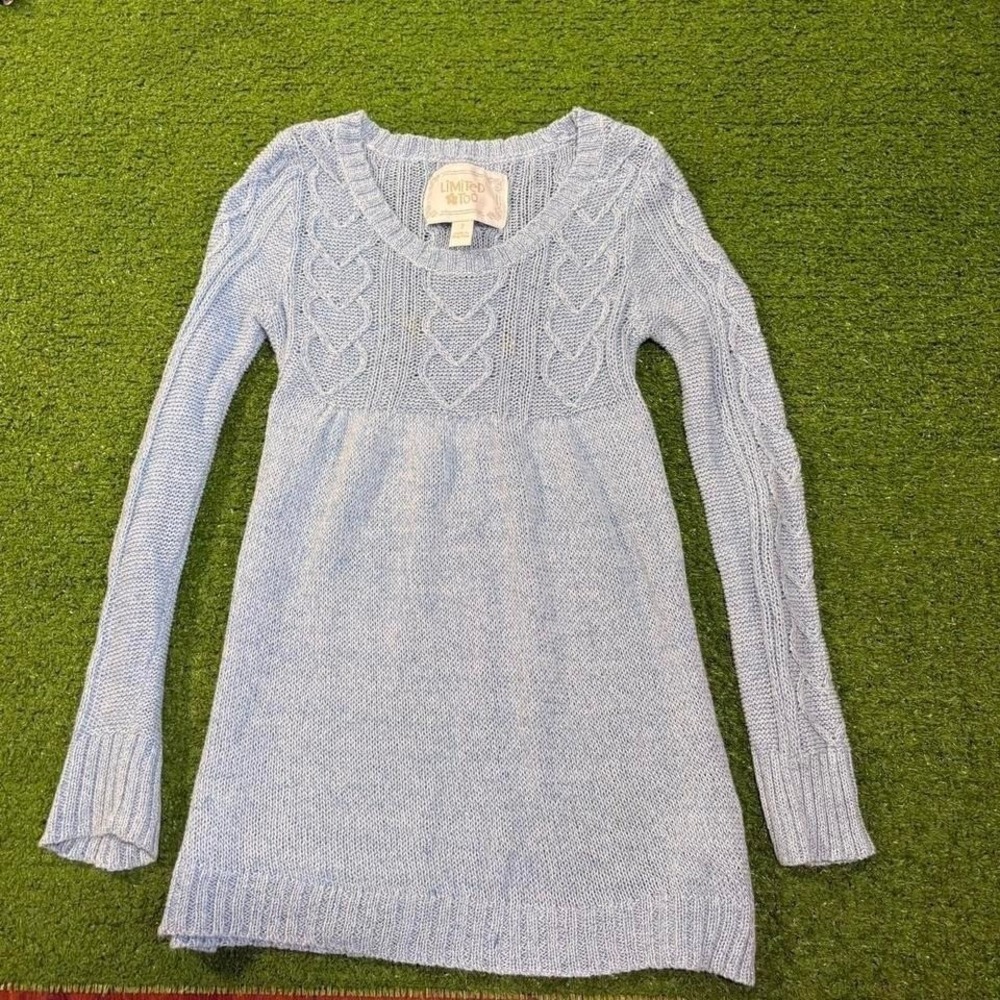 Vintage Y2K Limited Too Girls 7 Babydoll Open Heart Knit Long Sleeve